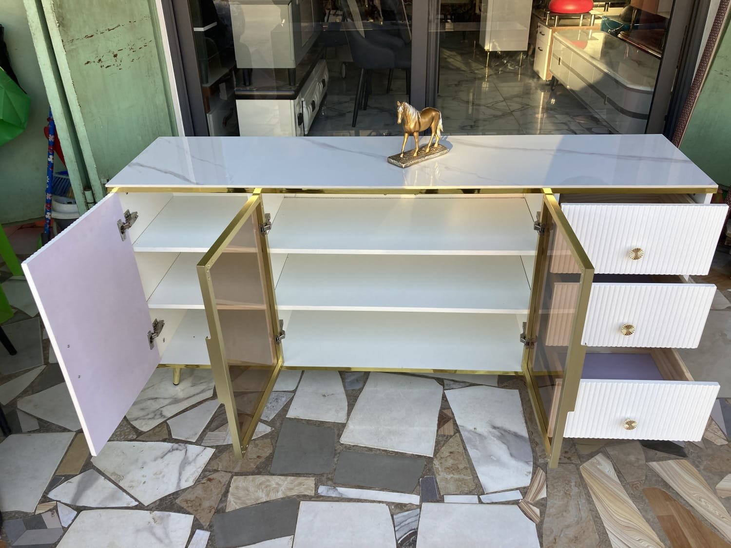 Luminous White Gold Console with Light gallery image